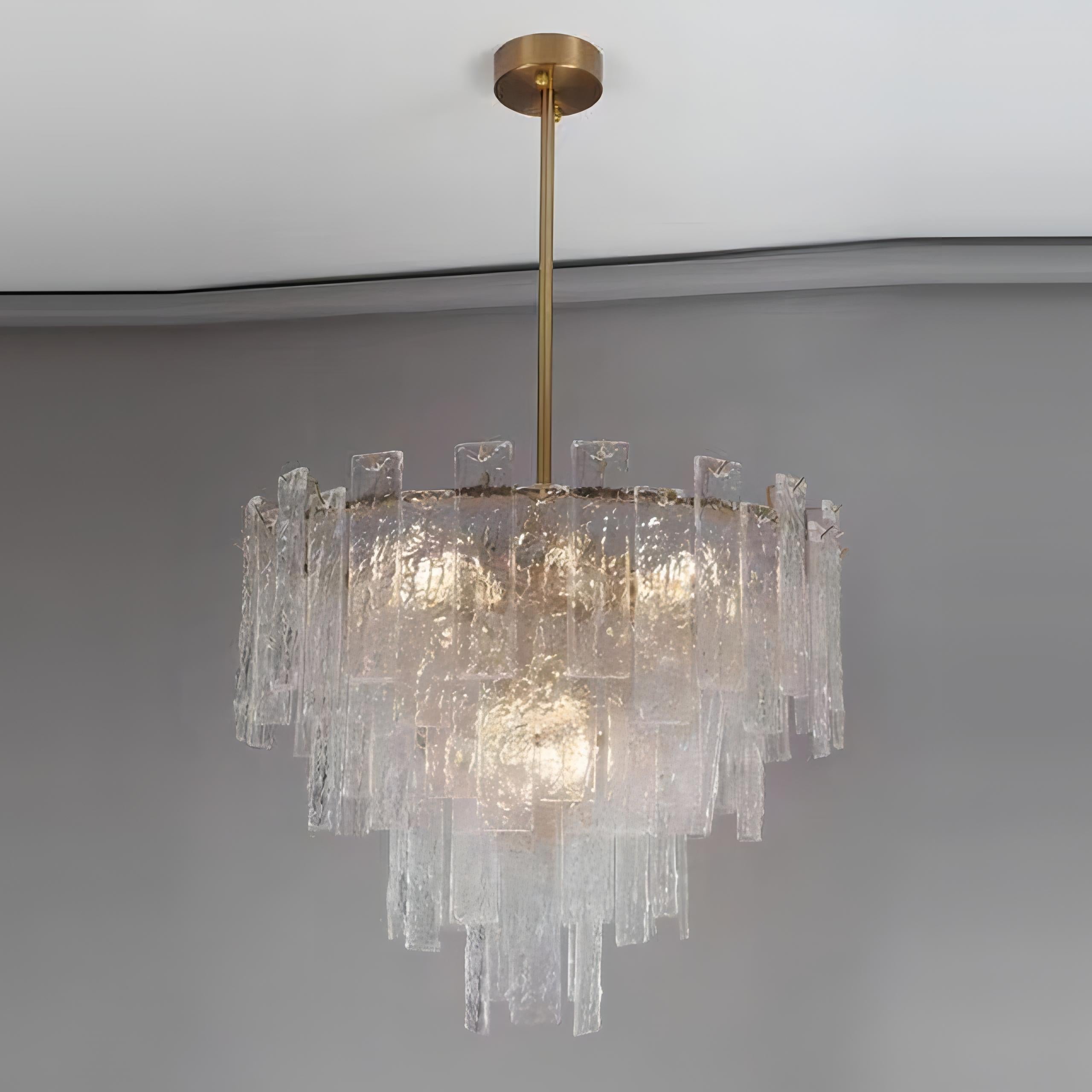 Riva - Multi Layer Gold Clear Glass Ceiling Chandelier