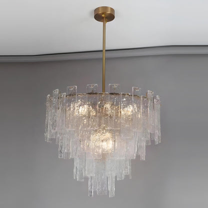 Riva - Multi Layer Gold Clear Glass Ceiling Chandelier