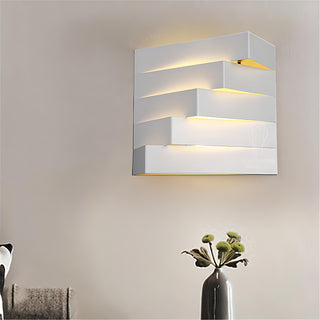 Mono - Modern Square LED Tiered White Wall Light