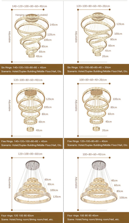 Atupa - 6 Ring Hanging Tiered Ceiling Chandelier