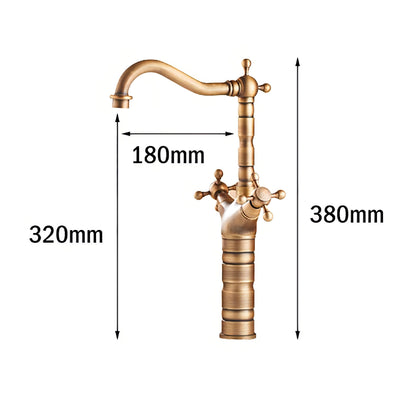 Tia - Antique Brass Dual Handle Basin Tap