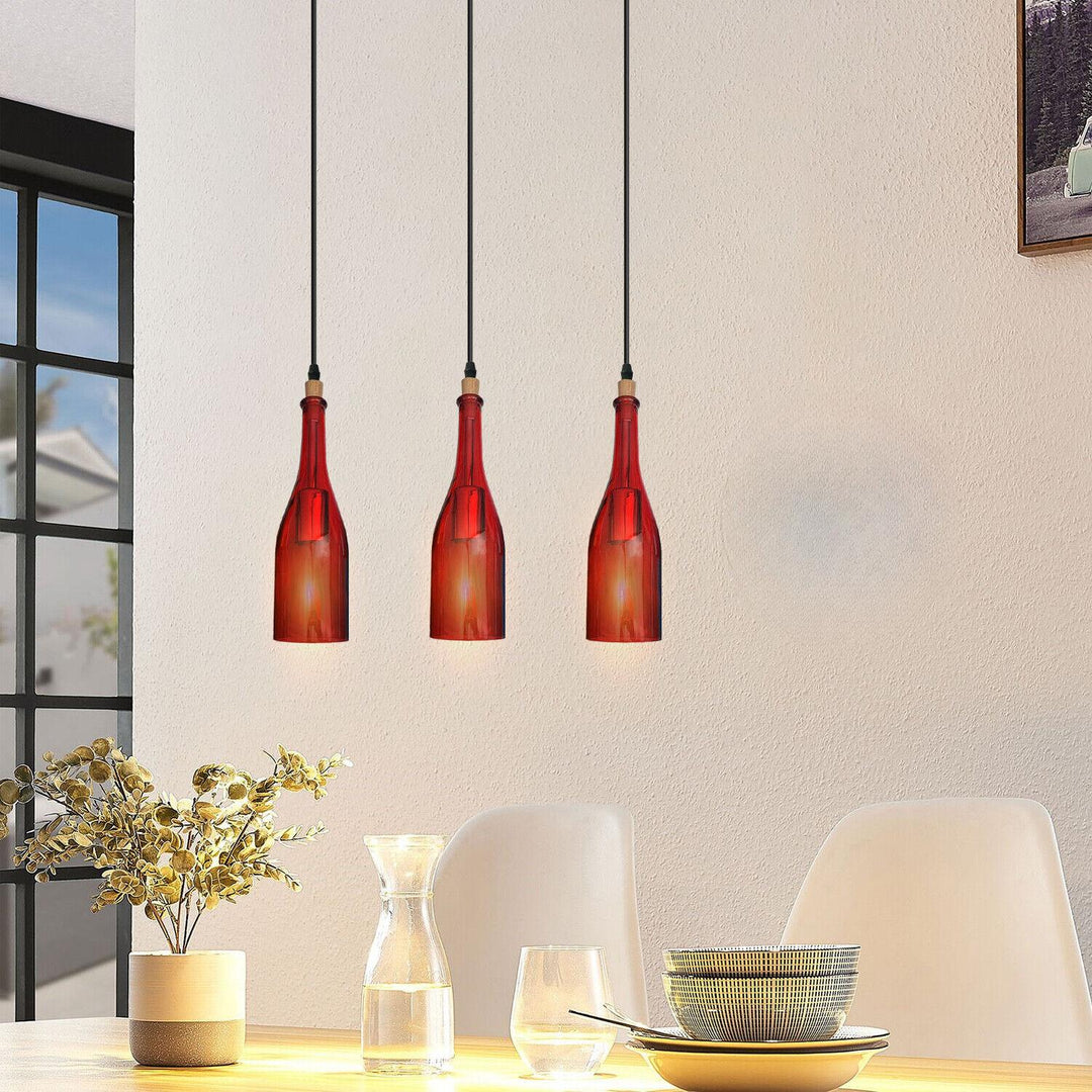 Griffin - Red Wine Bottle Glass Hanging Ceiling Light