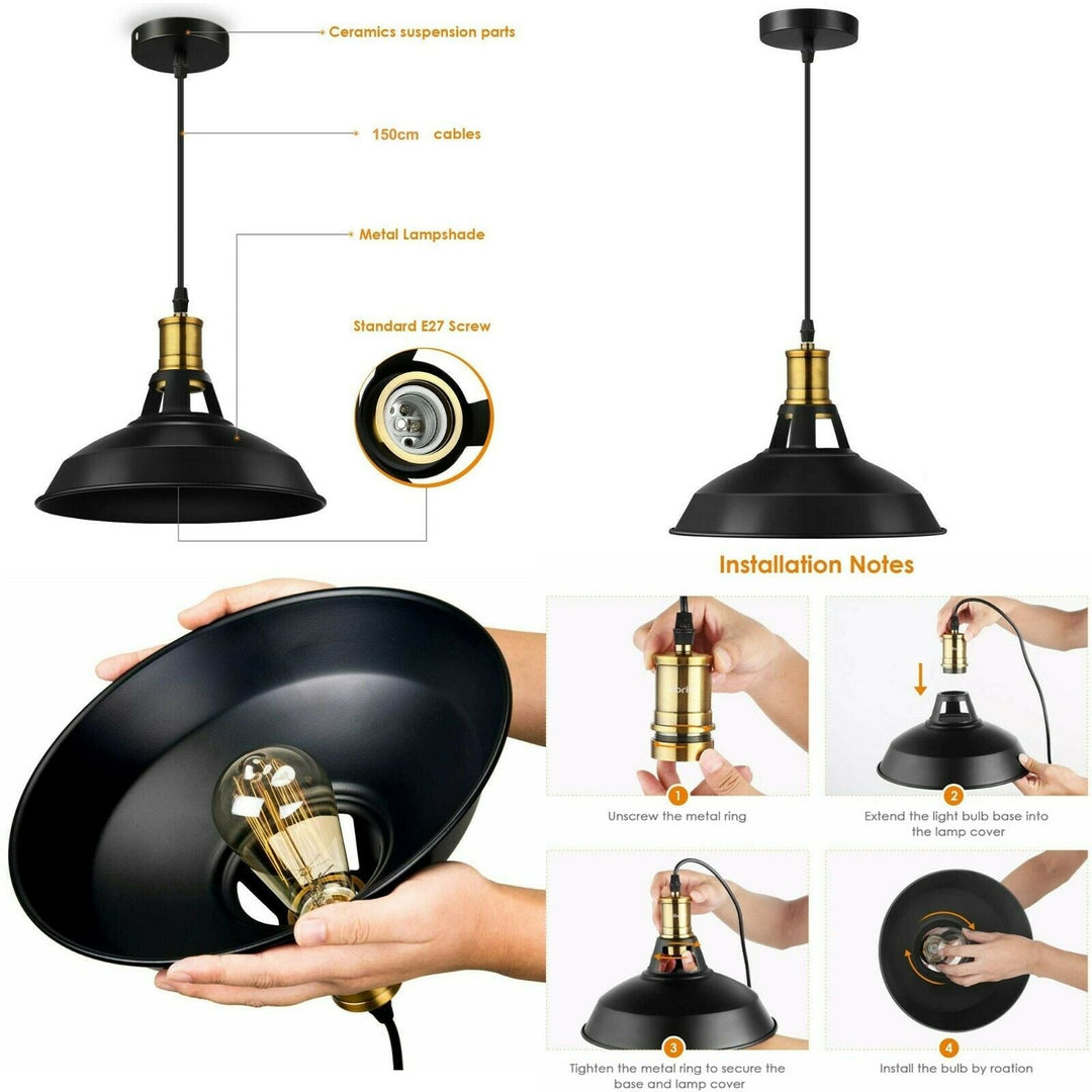 Axl - Industrial Black Round Pendant Light