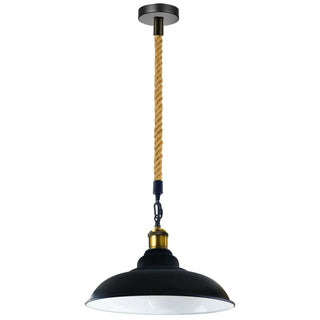 Bartlett - Modern Black Bowl Hemp Rope Cord Ceiling Light