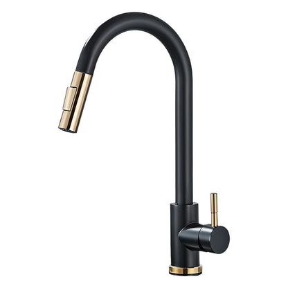 Foley - Kitchen Brushed Gold Pull Out Modern Single Handle Mixer Tap