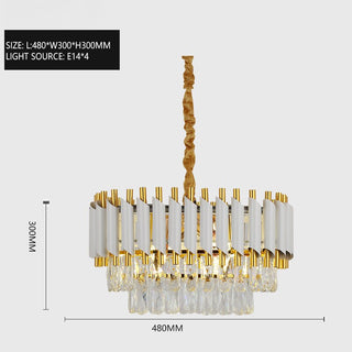 Colby - Rectangle Chain Hanging 3 Teired Gold Chandelier