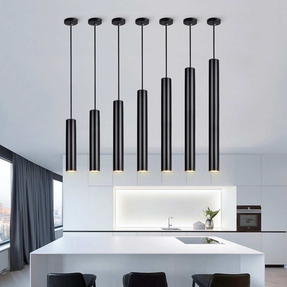 CHANDAKI - Dimmable LED Long Tube Modern Adjustable Cord Pendant Light