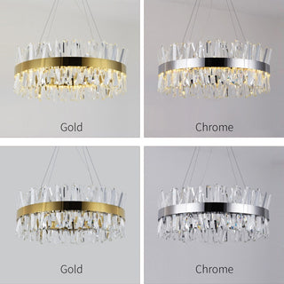 Johan - Crystal Round Hanging Chrome Gold Chandelier
