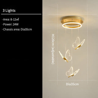 Cyrus - Gold Butterfly LED Dimmable Chandelier