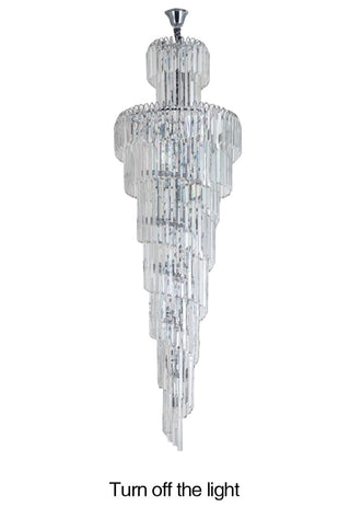Darius - Long Crystal Tiered Fixed Hanging Chandelier