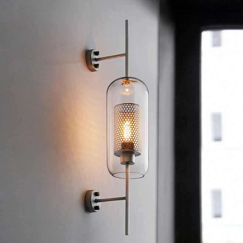 Davina - Glass Modern/Industrial Wall Light