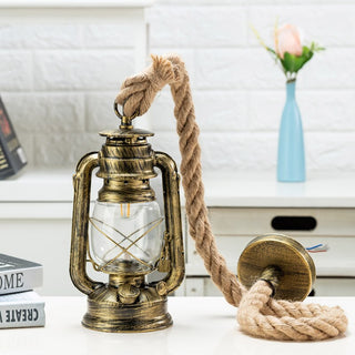 Maximo - Vintage Kerosene Pendant Rope Lamp