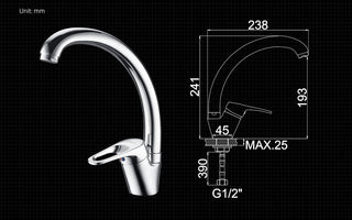 Kason - Curved 360 Rotation Brass Chrome Cold/Hot Mixer Tap