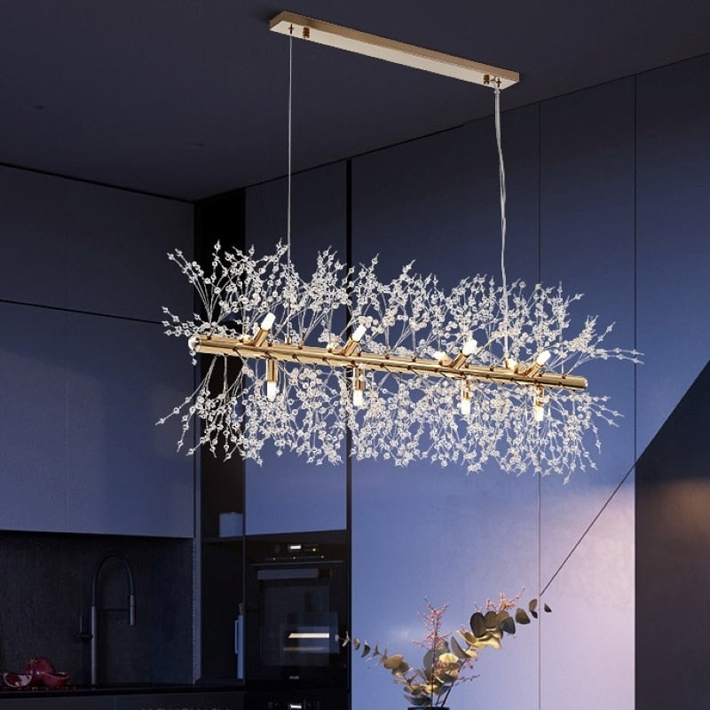Ismael - Dandelion Wire LED Rectangle Base Hanging Chandelier