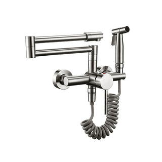 Callen - Brass Wall Mounted Double-Jointed Sink Tap With Spray Gun