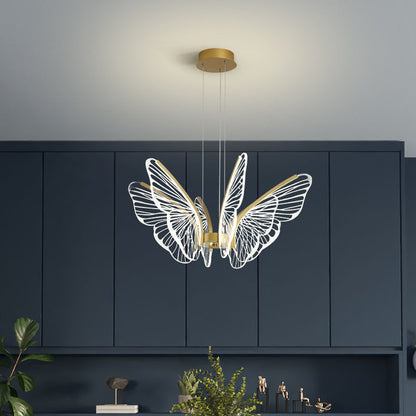 Warren - Gold LED Butterfly Wings Hanging Chandelier