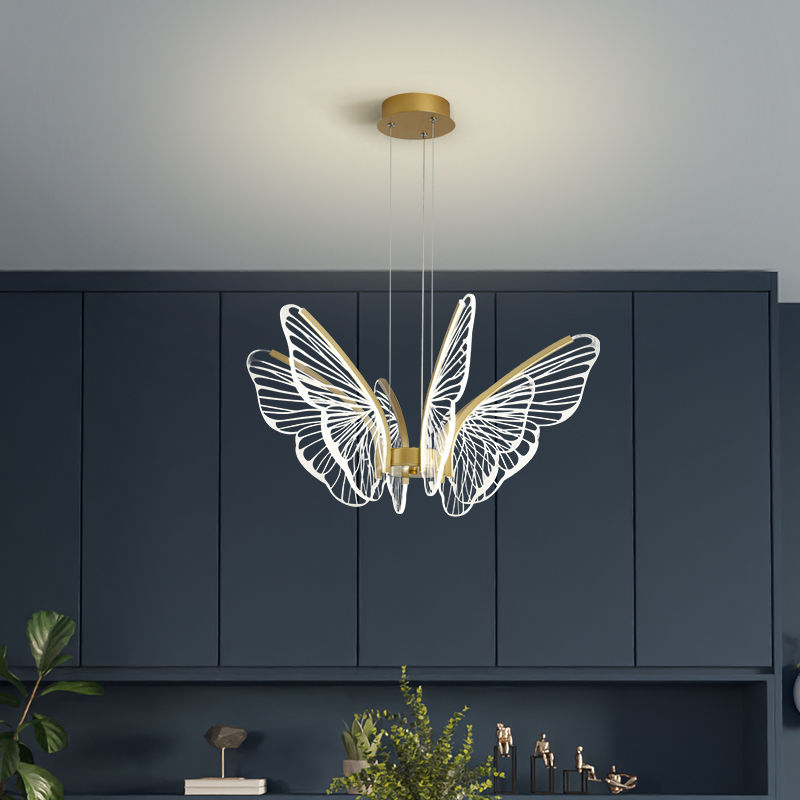 Warren - Gold LED Butterfly Wings Hanging Chandelier