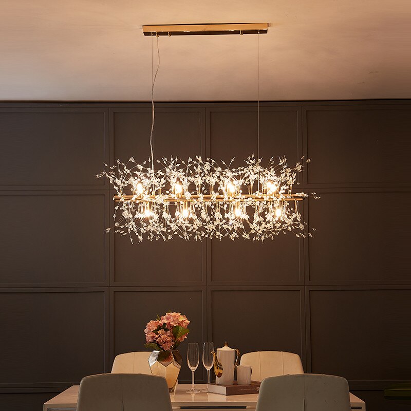 Ismael - Dandelion Wire LED Rectangle Base Hanging Chandelier