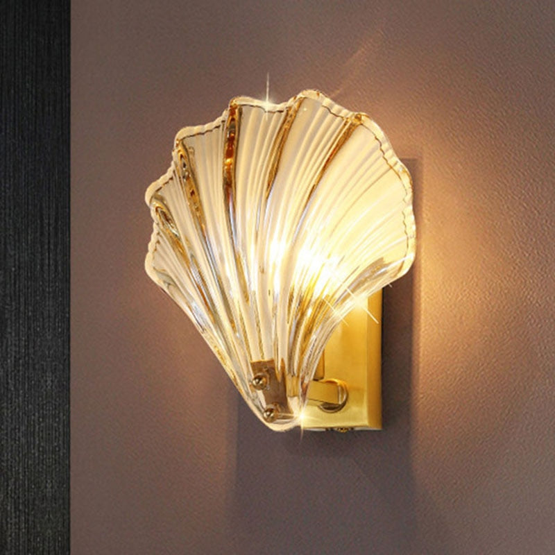 COAXOCH - Modern Minimalist Glass Shell Gold Wall Light – Abode Jungle