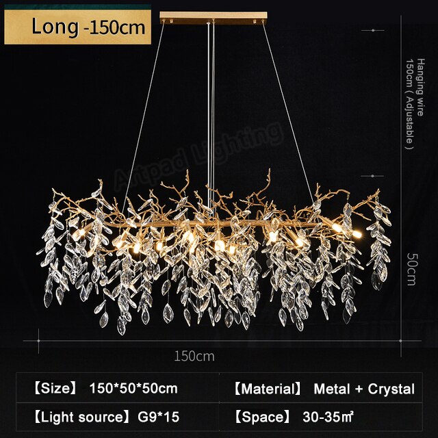 Azariah - Crystal Hanging Rectangle Tree Chandelier