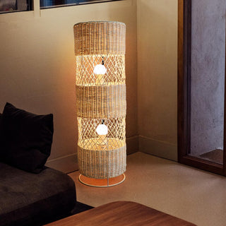 Alaric - Rattan Round Floor & Table Lamp