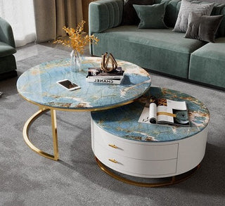 Hawthorn - Marble Round 2 Piece Coffee Table