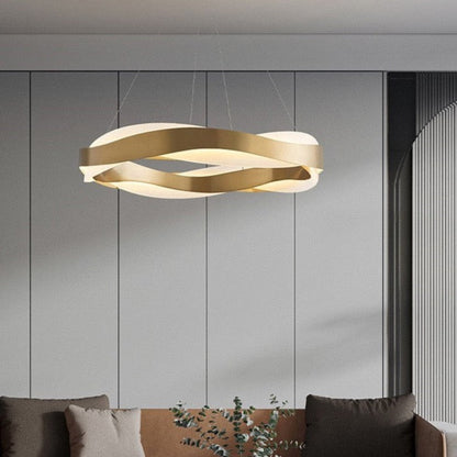 Odin - Gold Round Modern Wave Hanging Ceiling Light Chandelier
