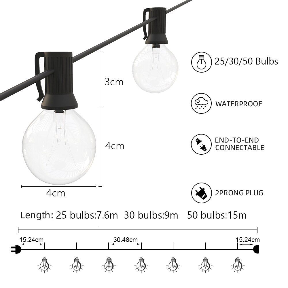 Aria - Outdoor Bulb String Lights 25FT/30FT/50FT