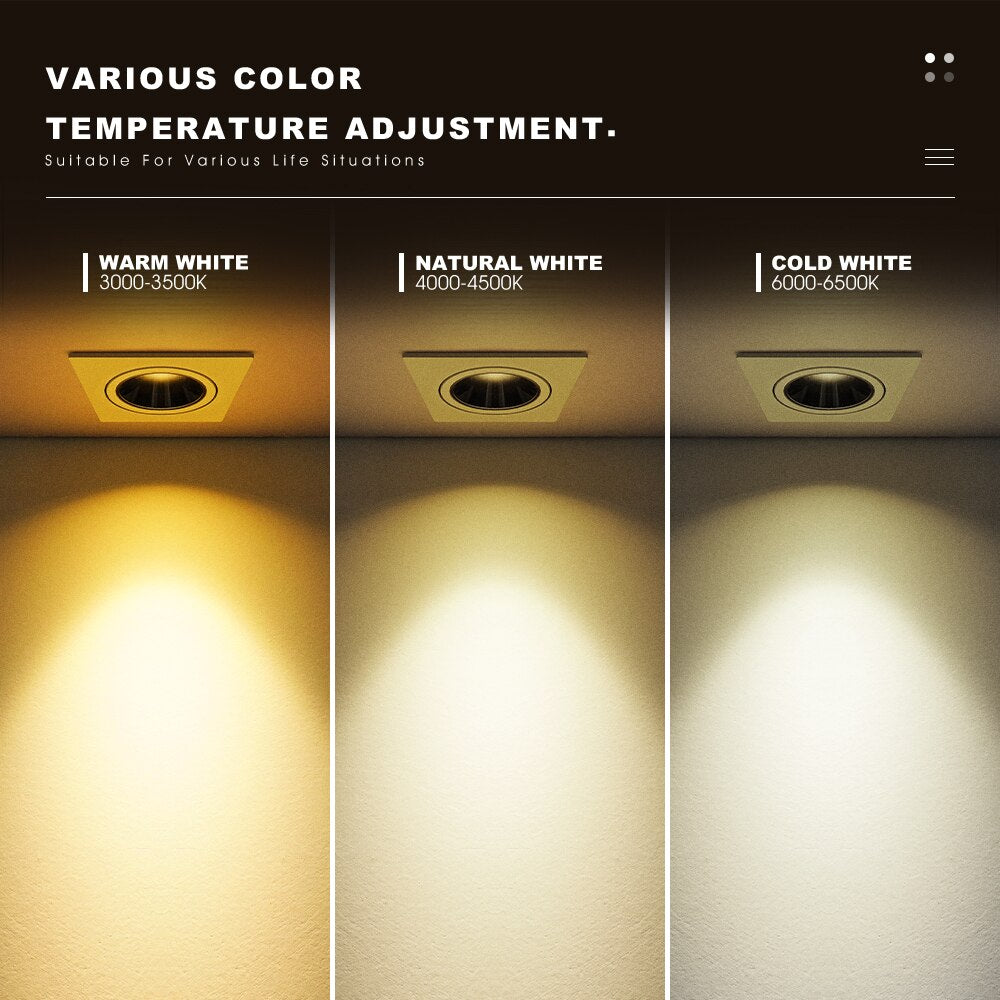 Russell - Angle Adjustable Square Modern Recessed Ceiling Down Light