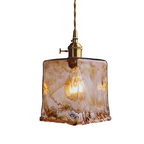 Sergia - Retro Brass Stained Glass Hanging Lamp